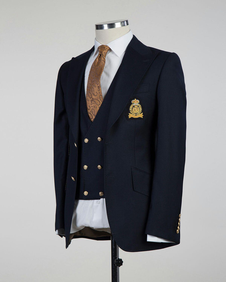 Navy Oxford Gold buttoned 3P