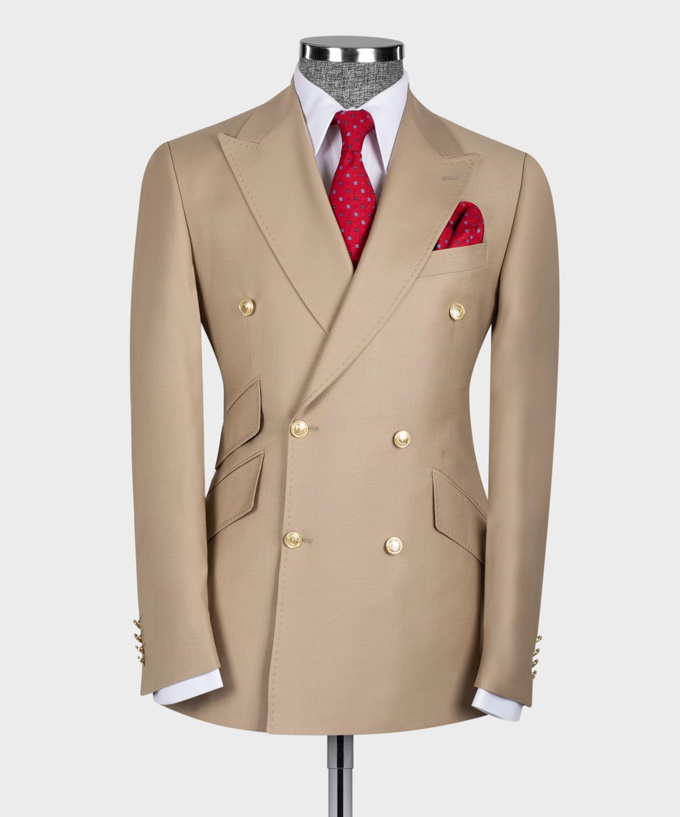 Double breasted cream on sale suit