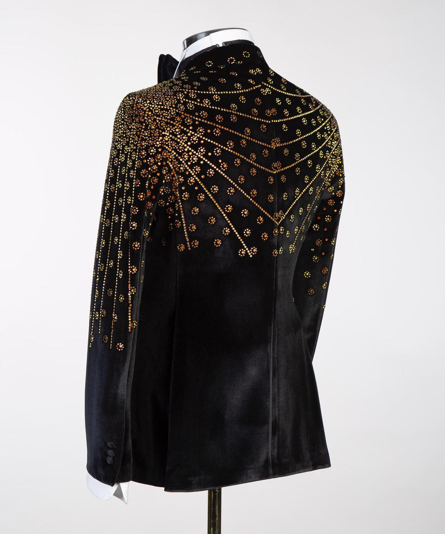 London Black&Gold Velvet Double breasted suit