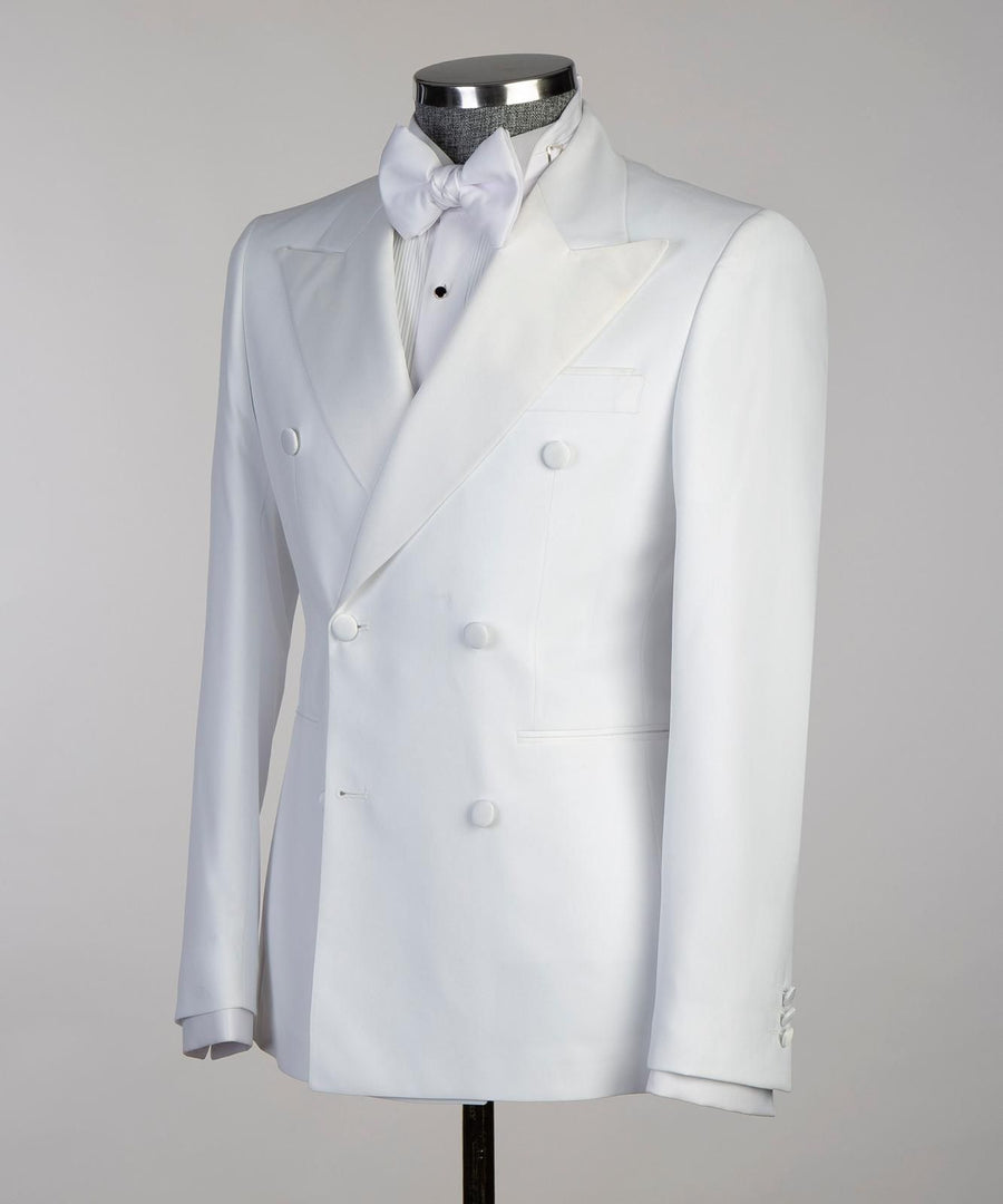 Ceremonial white sleek collar wedding tuxedo