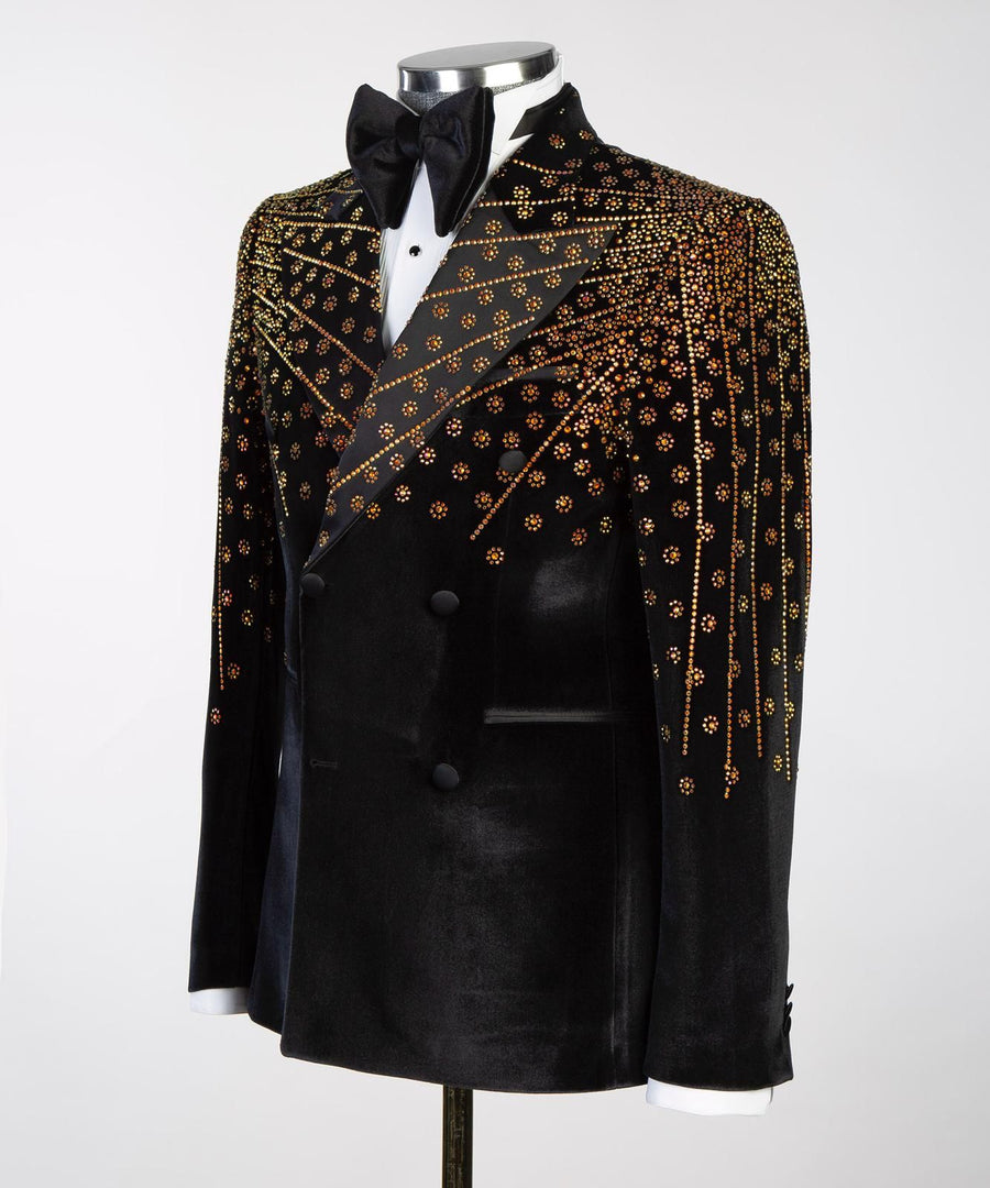 London Black&Gold Velvet Double breasted suit