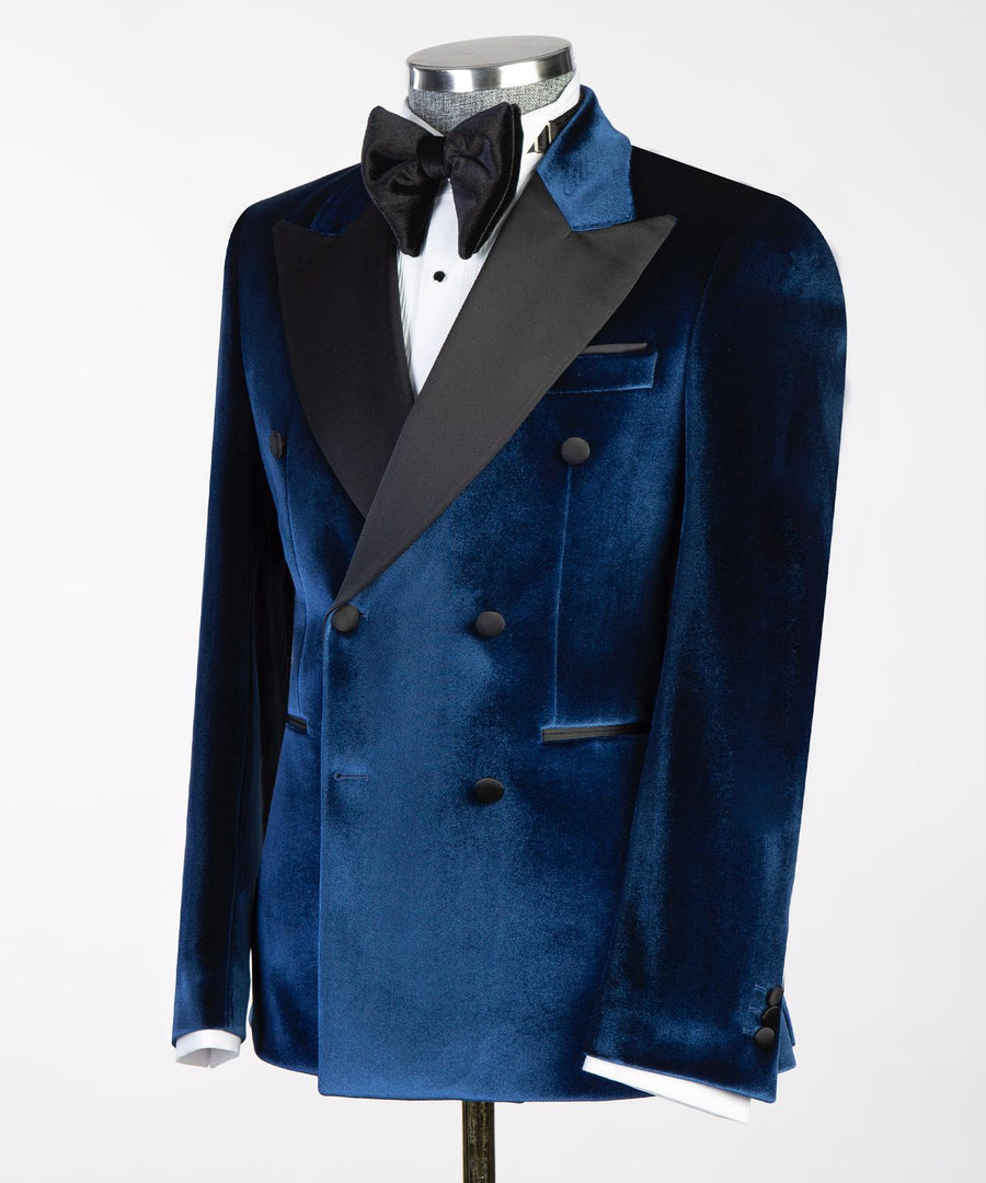 London Deep blue Velvet Double breasted Suit
