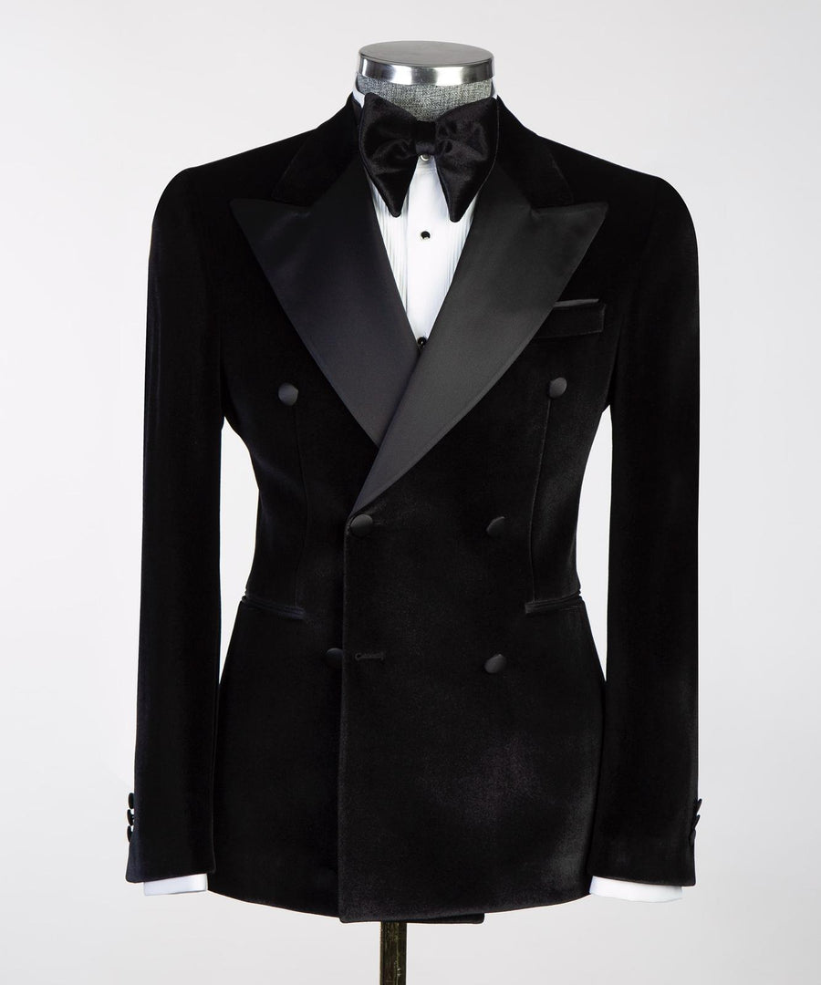 London Black Velvet Double breasted Suit