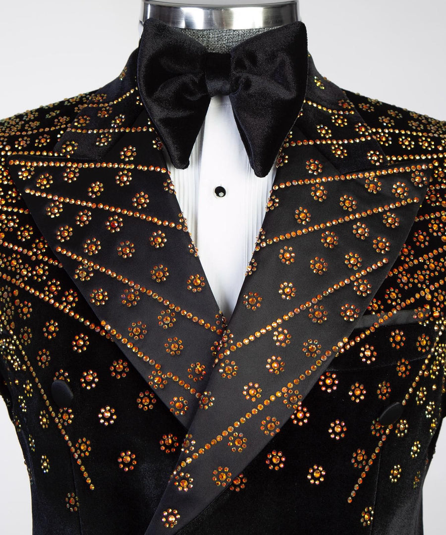 London Black&Gold Velvet Double breasted suit