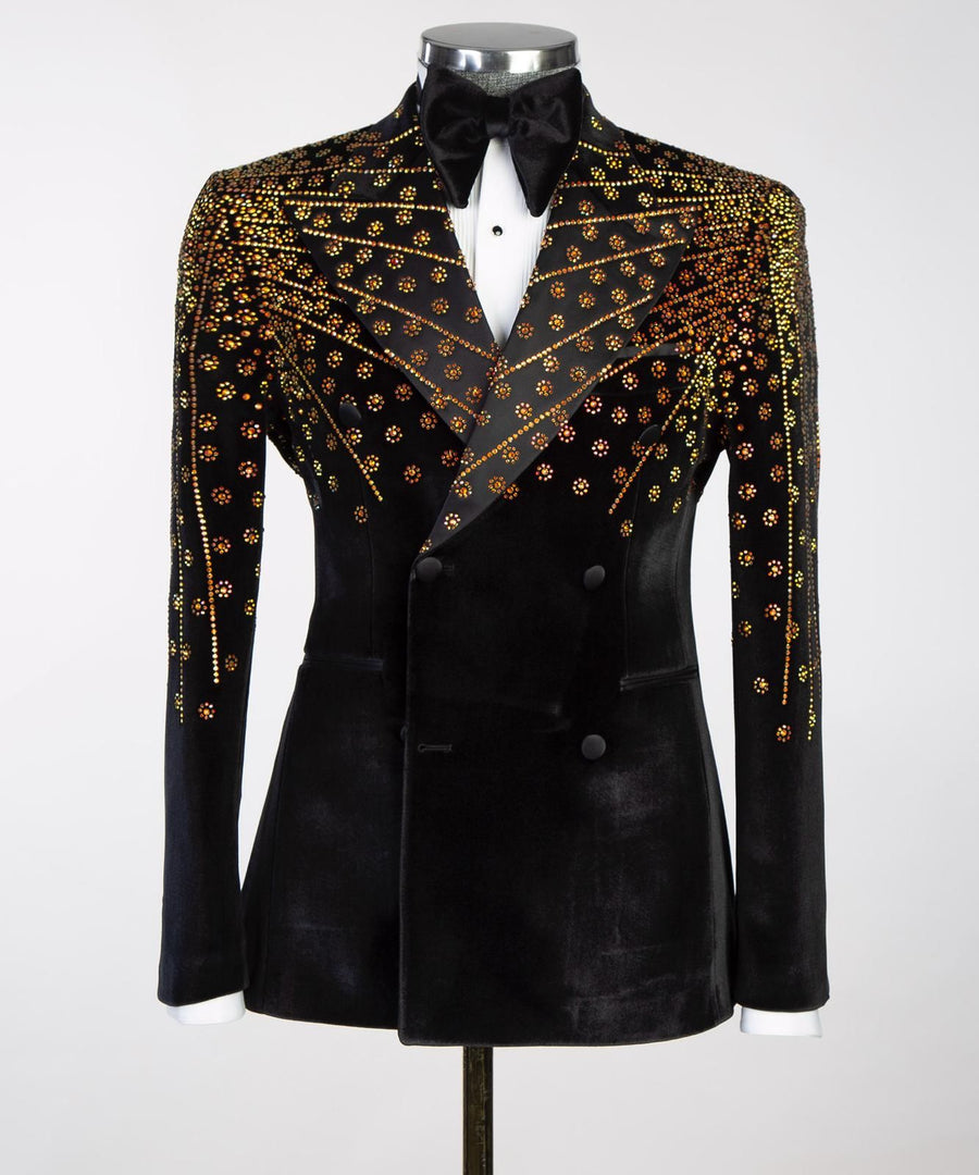 London Black&Gold Velvet Double breasted suit