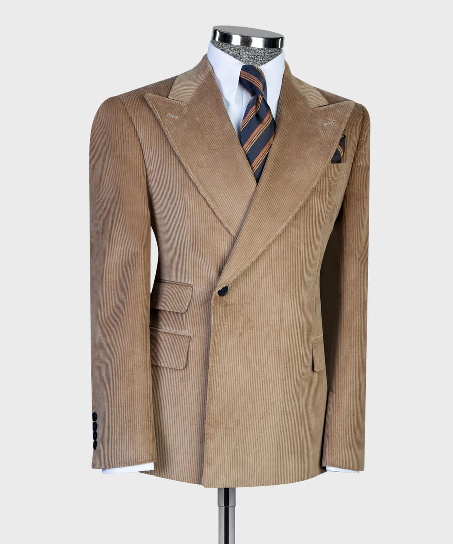 Brown corduroy double breasted