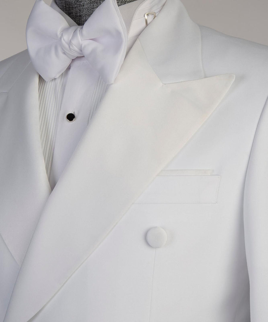 Ceremonial white sleek collar wedding tuxedo