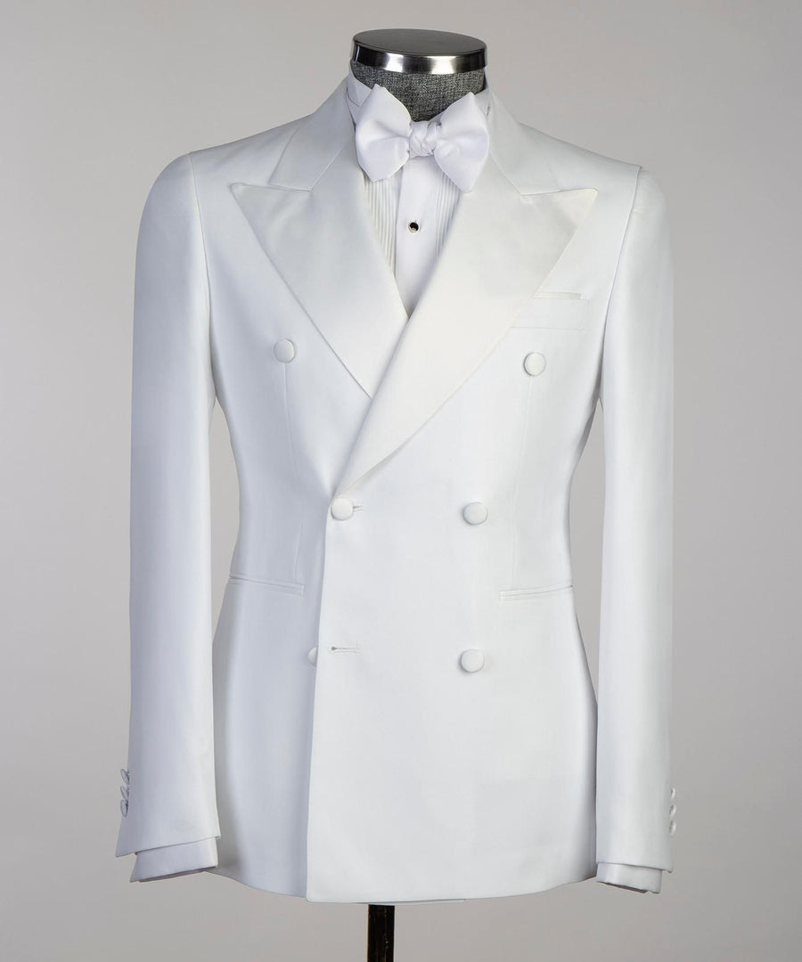 Ceremonial white sleek collar wedding tuxedo