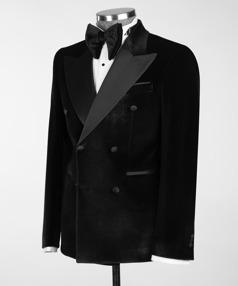 London Black Velvet Double breasted Suit
