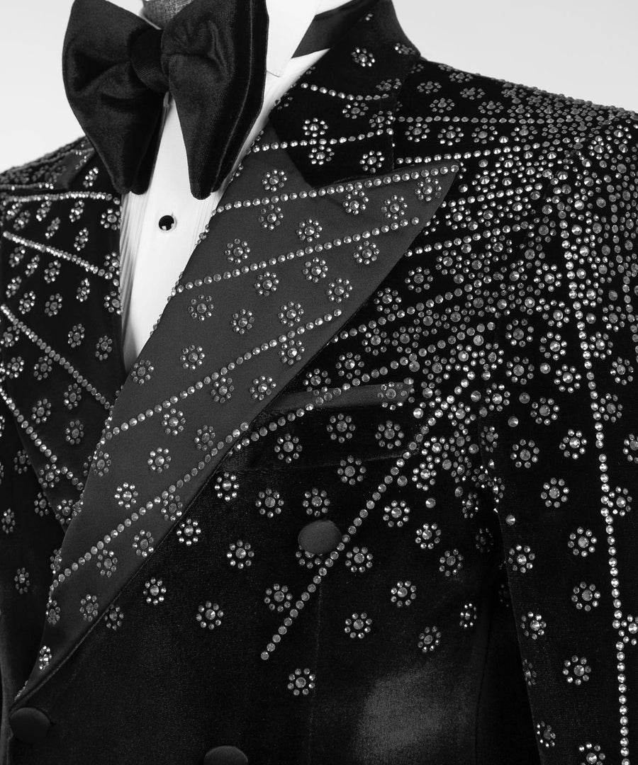 London Black Velvet Double breasted Suit