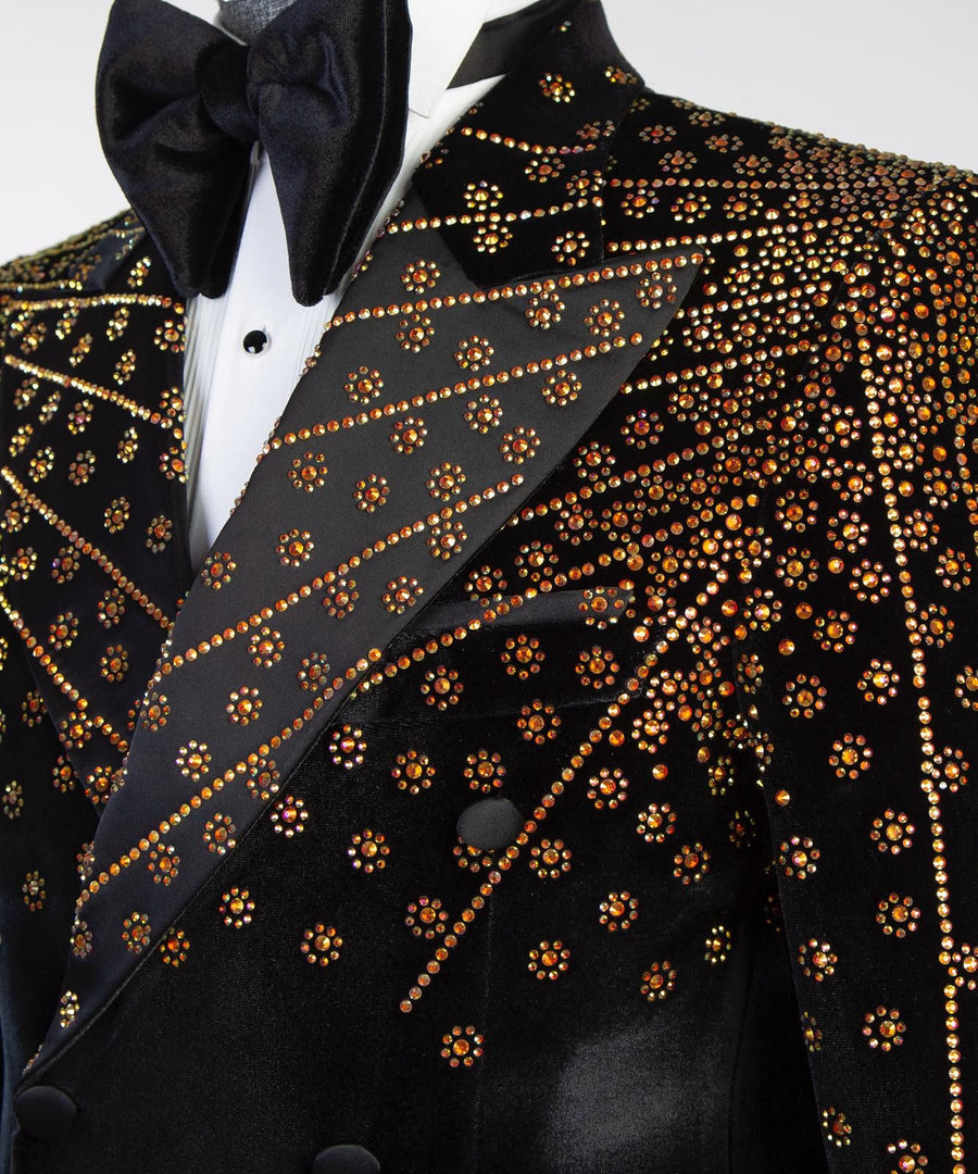 London Black&Gold Velvet Double breasted suit