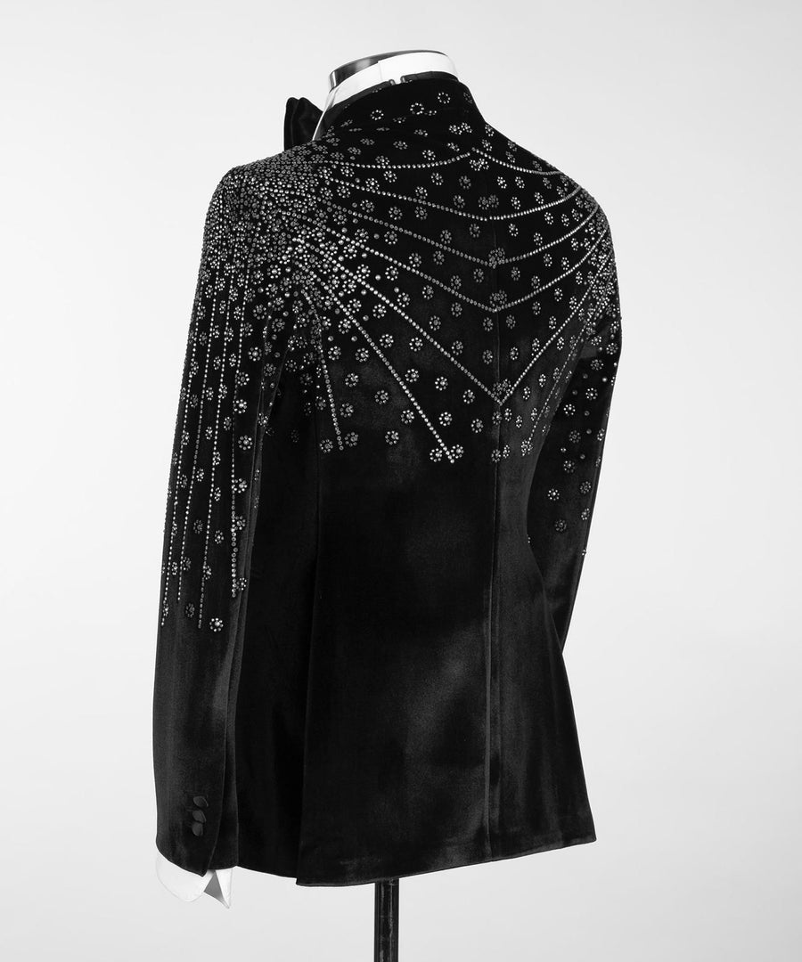 London Black Velvet Double breasted Suit