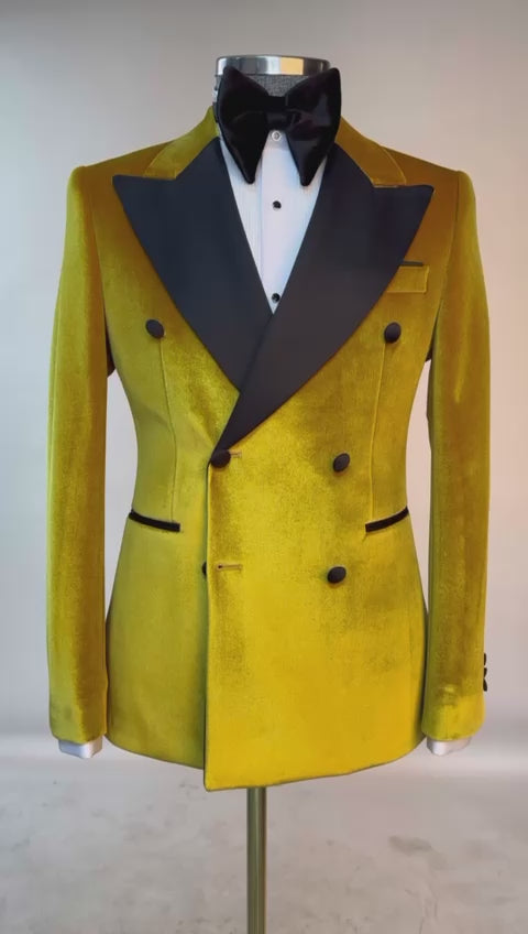 London Yellow Velvet Double breasted Suit