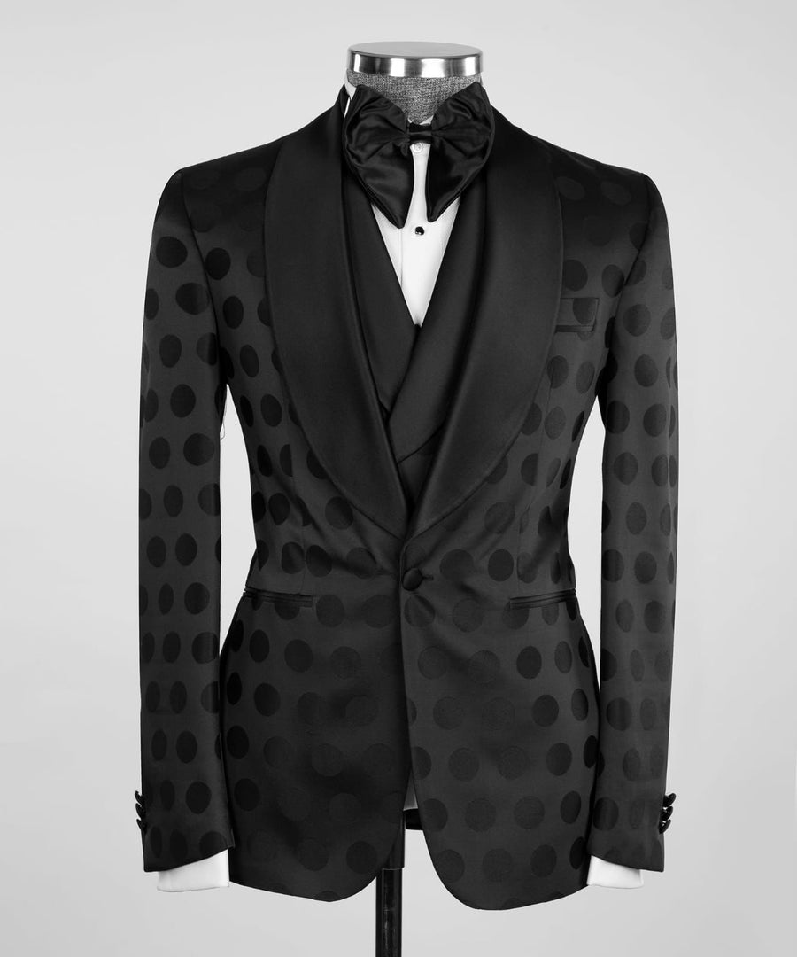 Black Dotted 3P Suit