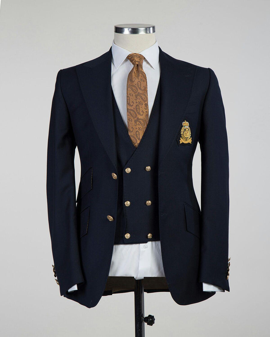 Navy Oxford Gold buttoned 3P