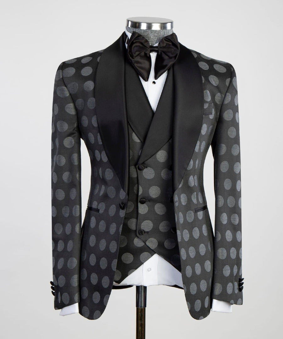 Grey Dotted 3P Suit